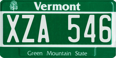 VT license plate XZA546