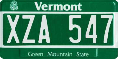 VT license plate XZA547