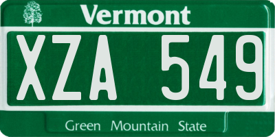 VT license plate XZA549