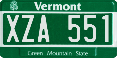 VT license plate XZA551