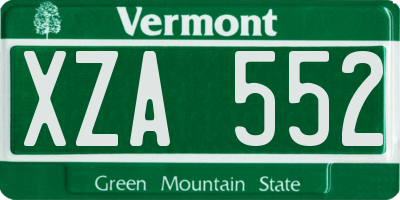 VT license plate XZA552