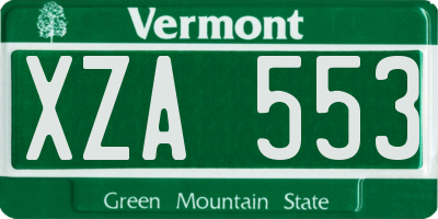 VT license plate XZA553