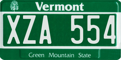 VT license plate XZA554