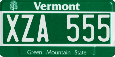 VT license plate XZA555