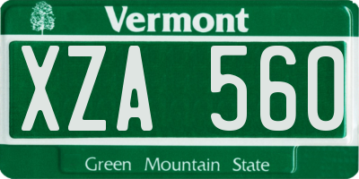 VT license plate XZA560