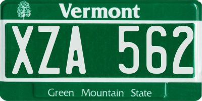 VT license plate XZA562