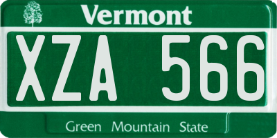 VT license plate XZA566