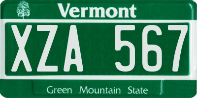 VT license plate XZA567