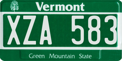 VT license plate XZA583