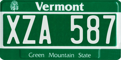 VT license plate XZA587