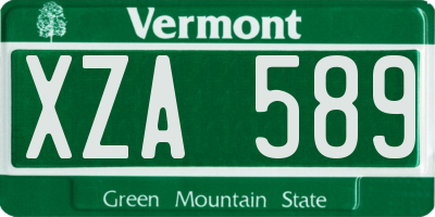 VT license plate XZA589