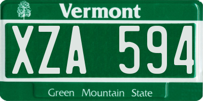 VT license plate XZA594
