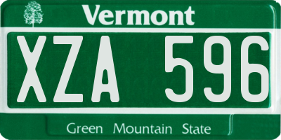 VT license plate XZA596