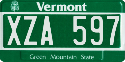 VT license plate XZA597