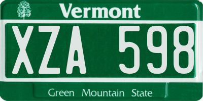 VT license plate XZA598