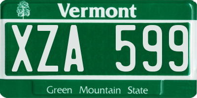 VT license plate XZA599