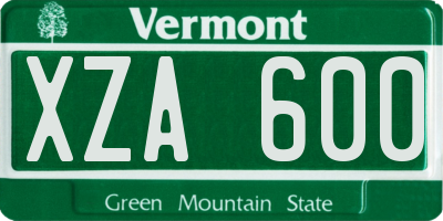VT license plate XZA600