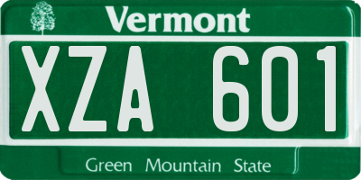 VT license plate XZA601