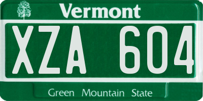 VT license plate XZA604