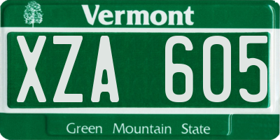 VT license plate XZA605