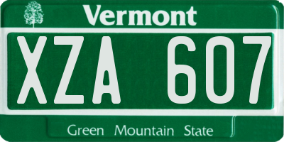VT license plate XZA607