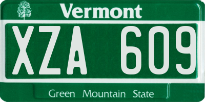 VT license plate XZA609