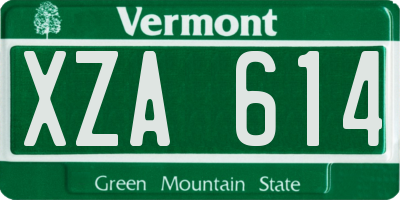 VT license plate XZA614