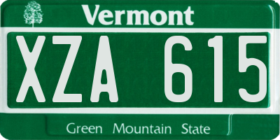 VT license plate XZA615