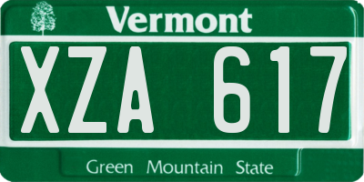 VT license plate XZA617