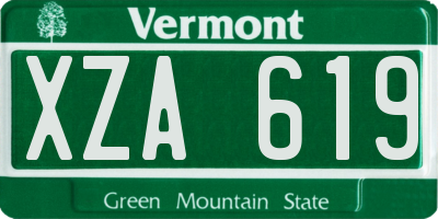 VT license plate XZA619