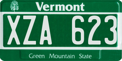 VT license plate XZA623
