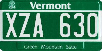VT license plate XZA630