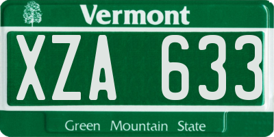 VT license plate XZA633