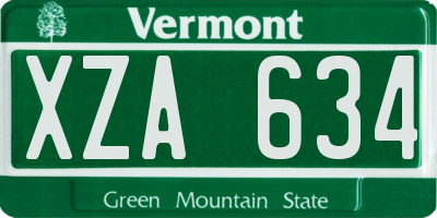 VT license plate XZA634