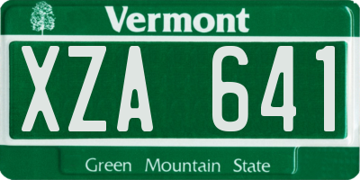 VT license plate XZA641