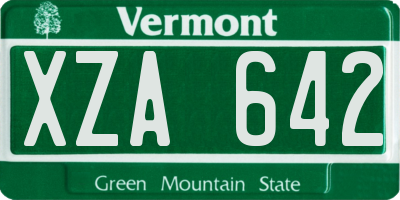 VT license plate XZA642