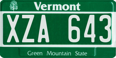VT license plate XZA643