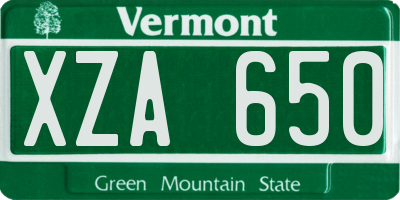 VT license plate XZA650