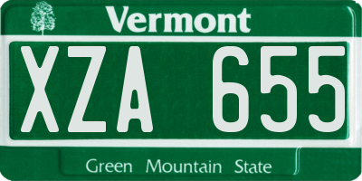 VT license plate XZA655