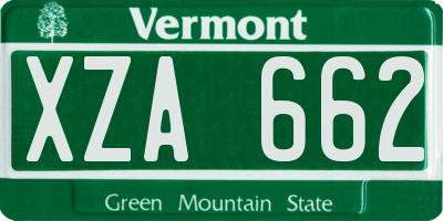 VT license plate XZA662