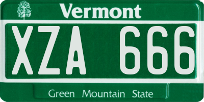 VT license plate XZA666