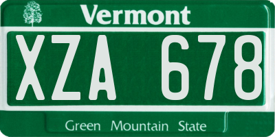 VT license plate XZA678
