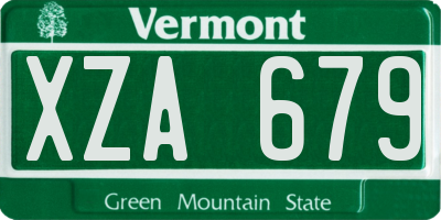 VT license plate XZA679