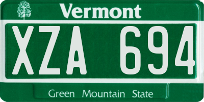 VT license plate XZA694