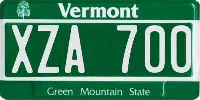 VT license plate XZA700