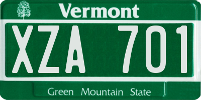 VT license plate XZA701