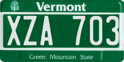 VT license plate XZA703