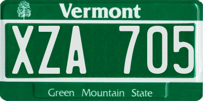 VT license plate XZA705
