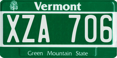 VT license plate XZA706