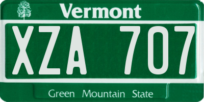 VT license plate XZA707
